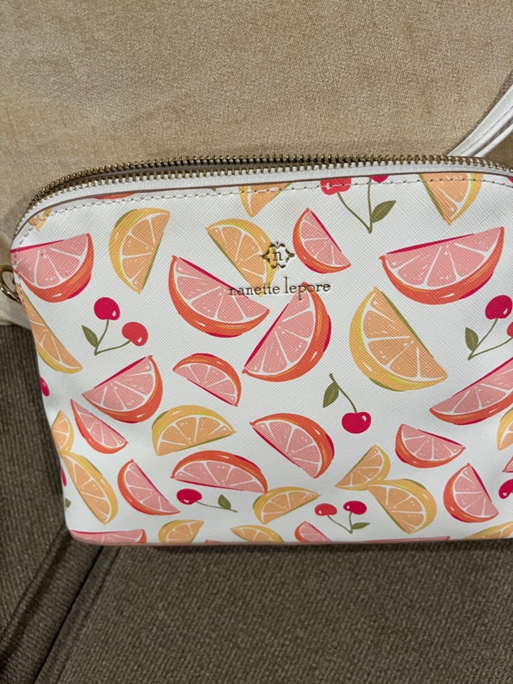 Nanette Lepore White Citrus & Cherry Print Crossbody Bag - Multicolor